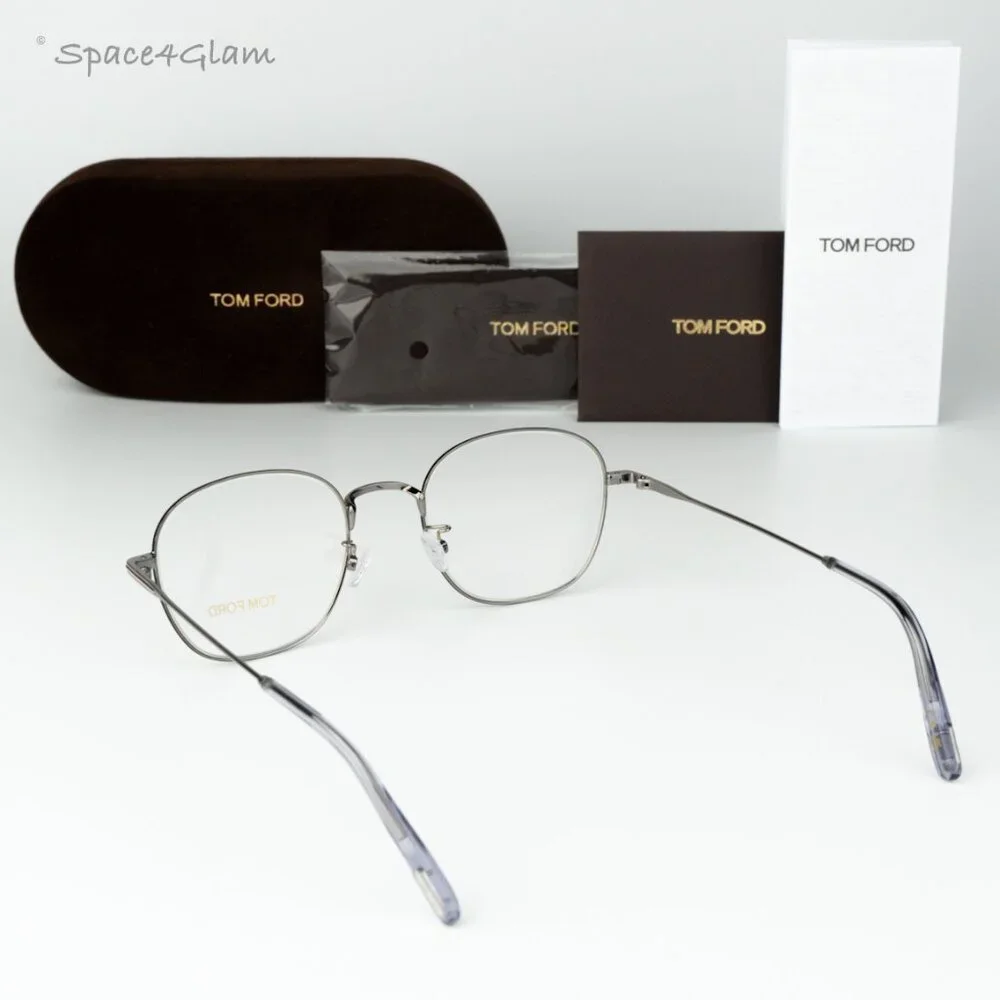 BRAND NEW Tom Ford Women Eyeglasses Gunmetal Blue Block Round FT5790-K/O 008